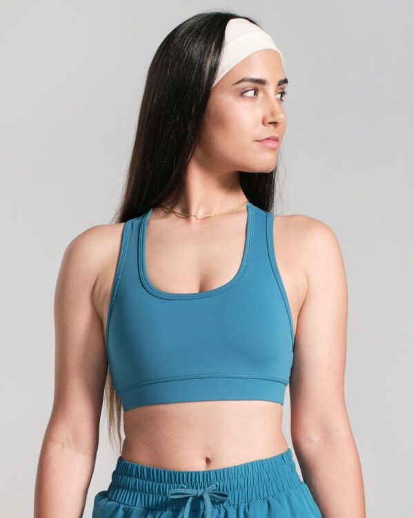 Racerback-Sports-Bra-Teal-Front