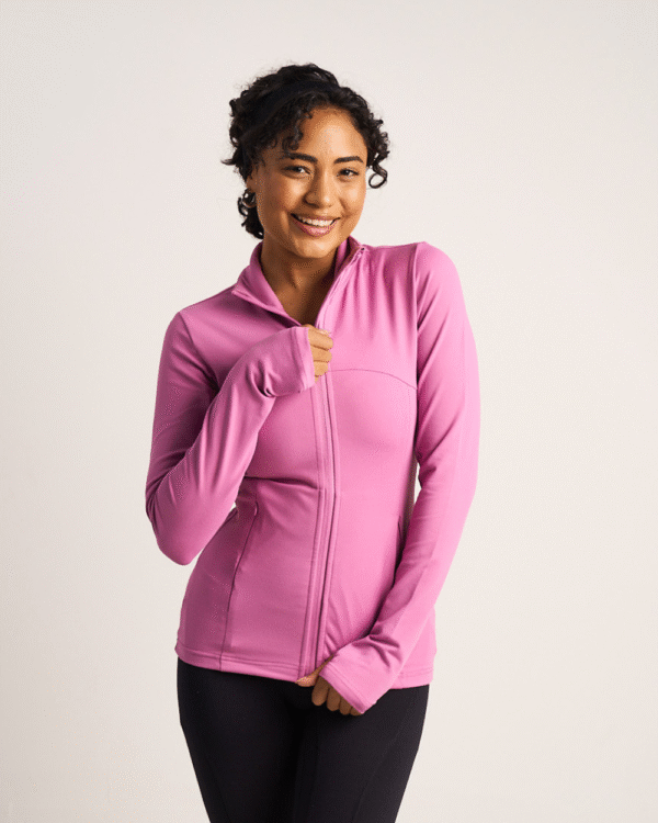 Womens Fitted Long Sleeve Jacket - Dusty Pink