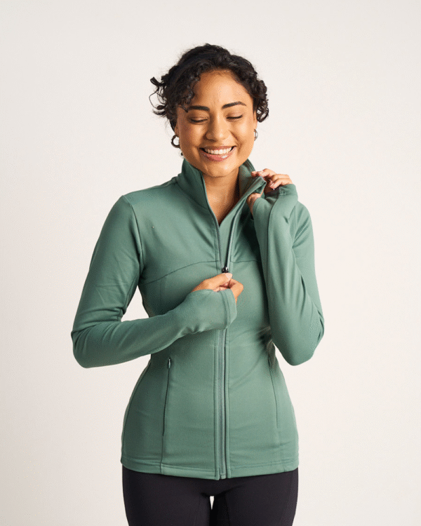 Womens Fitted Long Sleeve Jacket - Forest Green
